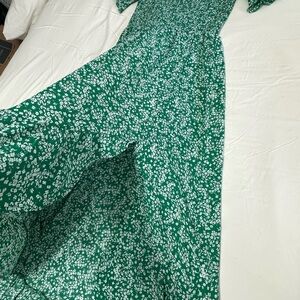 Lulu's Green and White Floral Maxi Dress